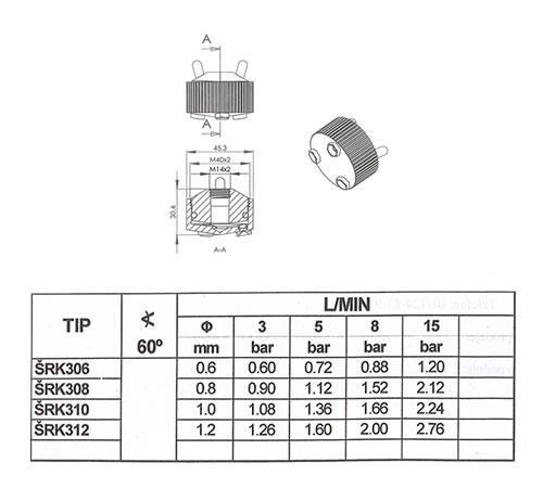 Trojna šoba 3/š keramična 0.8 mm